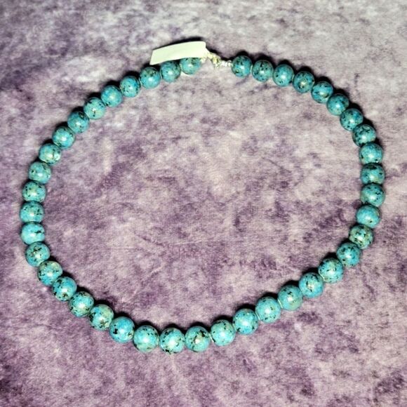 Blue Jasper Beaded Necklace - Picture 1 of 9